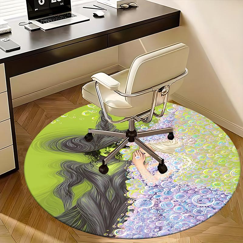 Witch Bubbles Fantasy Artwork Chair mat Round Rug-Office carpet, Machine Washable, Non-slip, Suitable for Living Rooms, Bedrooms