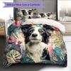 Border Collie Pattern Bedding Home Decoration Birthday Gift (1 * duvet cover + 2 * pillowcase, without core)