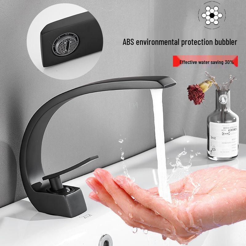 Полностью медный смеситель для раковины в ванной с двумя режимами температуры - Белая отделка