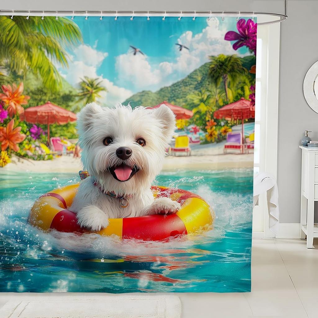 Милые Кошки Шторка для Душа для Детей Девочек Подростков Синяя Цветочная Зеленые Листья Аксессуары для Ванной Комнаты Дом Сад Домашние Животные Животные Рустик Ванная