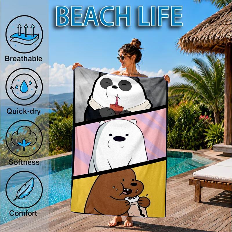 Nightly Friends bears Adventure Beach Towel, Microfiber Beach Towel, Perfect For Pool, Beach, Travel, Home Decor Beach Party Fan gifts