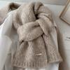 Autumn and Winter Solid Color Thick Warm Knitted Scarf Korean Commuter Gentle and Versatile Non Tassel Scarf