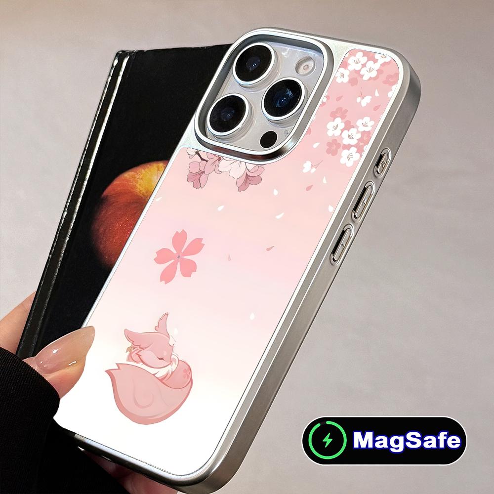 Game GI Miko Silver Plating Magsafe Mobile Phone Case for iPhone 17 16 15 14 13 12 11 Air Pro Max Plus Colorful Cover
