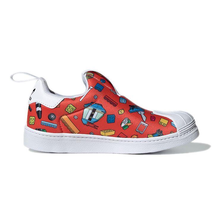 Детские кроссовки LEGO x adidas Superstar 360 J с принтом по всей поверхности, красные/облачно-белые GX3286
