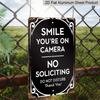 2D Flat, Vintage "You're on Camera No Soliciting Do Not Disturb" Aluminum Sign 8*12 Inch - Rustic Wall Decor for Home, Bar, Office - Durable Outdoor