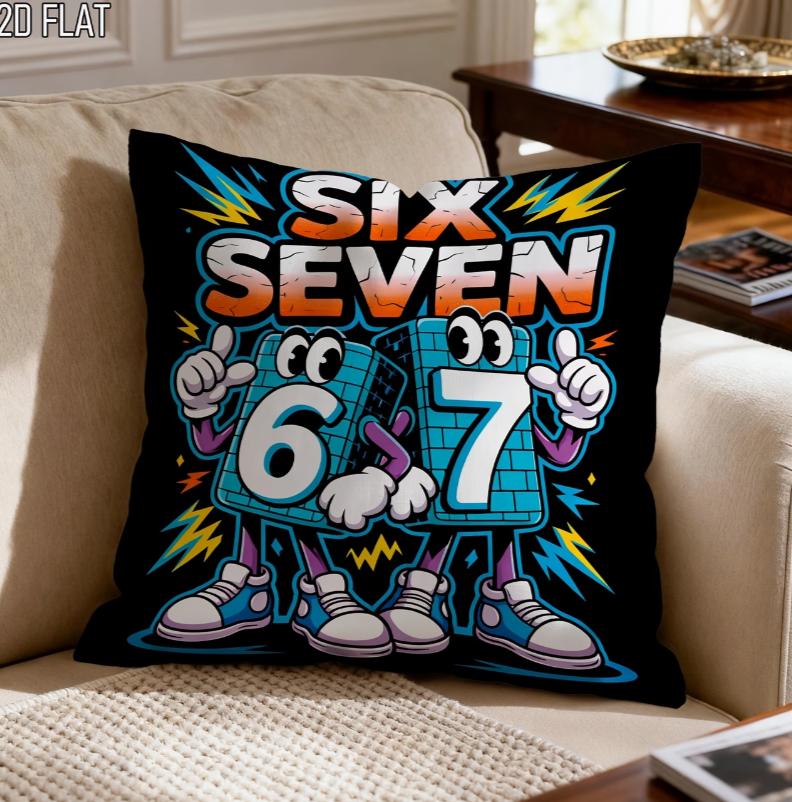 2D Flat 1Pc Birthday Fun Cartoon Throw Pillow Covers Black Blue Decorative Pillowcases One Sided Printing For Living Room
