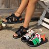 Summer New Roman Sandals for Women Large Size Cross Strap Color Matching Sandals for Women Retro Sandals