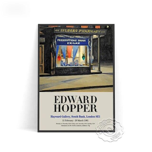 Плакат выставки Эдварда Хоппера, Художественные репродукции «Утреннее солнце», Настенная картина «Ночные ястребы», Настенное искусство с пейзажем из современной американской жизни без рамки