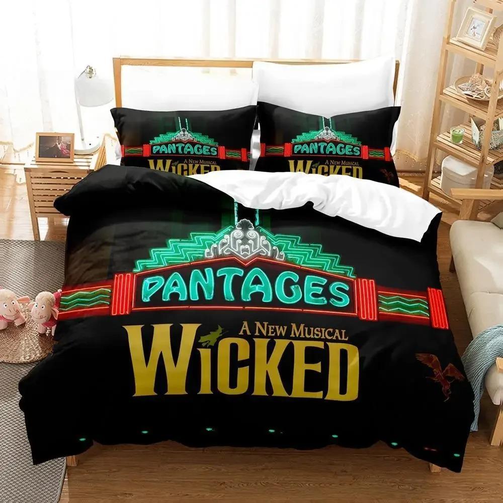 Wicked Musical Broadway Drama Постельное белье Комплект односпальных двуспальных кроватей размера «queen-size» Комплект постельного белья для взрослых детей в спальню с 3D-принтом