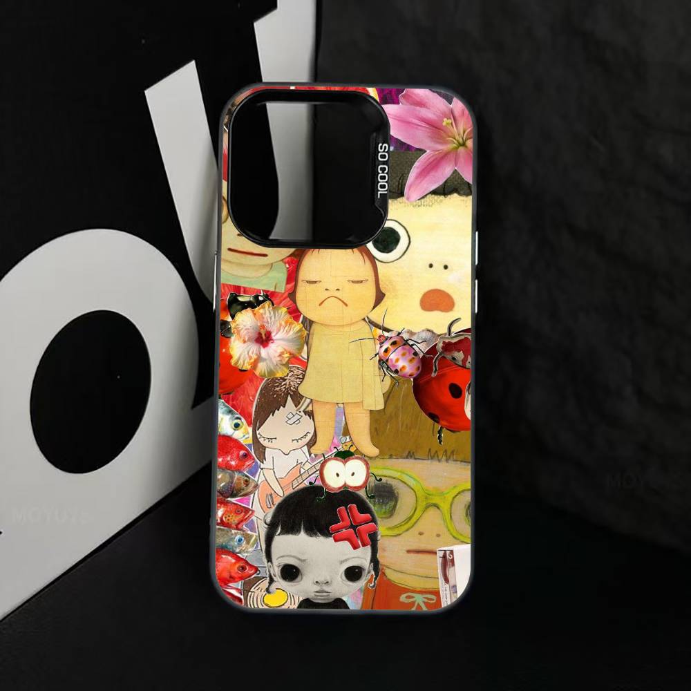 Искусство Японии Y-Yoshitomo Nara Чехол для телефона Для iPhone 17,16,15,14,13,12,11 Plus,Pro Max,XS,Цветной Серебряный Покрытие Внутренняя Крышка