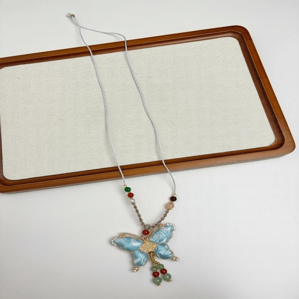 Traditional Tassels Necklace Butterfly Pendant Embroidered Pendant Necklace  Ethnic Fashion