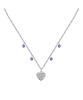Steel Necklace With Clear Crystal And Tanzanite Beads LPS10ASD16 For Women