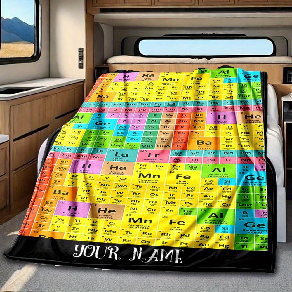 Periodic Table Of Elements Blanket Personalized Name Soft Comfortable Stylish Blanket Car Blanket Perfect For Travel Camping Outdoor Home Suitable For