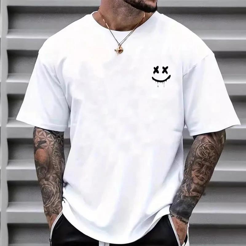 Футболка Smiley American с принтом, ретро, с коротким рукавом, мужская, с алфавитом, свободная