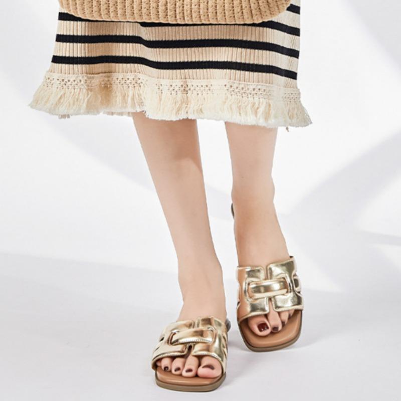 Braided Half Slippers French Style Outdoor Sandals Thick Heels All-match Casual Shoes Beach Shoes for Women