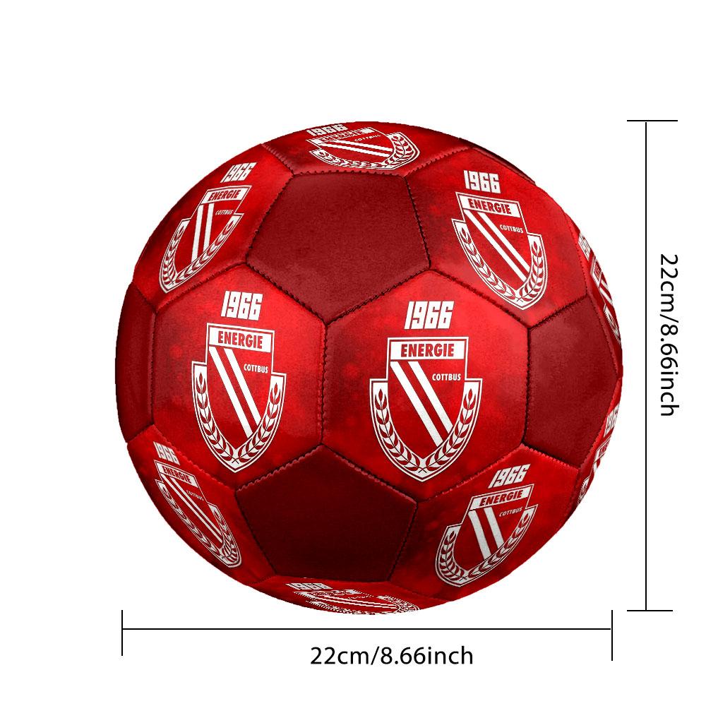 Логотип Energie Cottbus, Футбольный мяч размера 5, Машинная сшивка, ПВХ, Прочный и с высоким отскоком, Подходит для всех возрастов, Товар для фанатов, Для матчей и использования на улице.