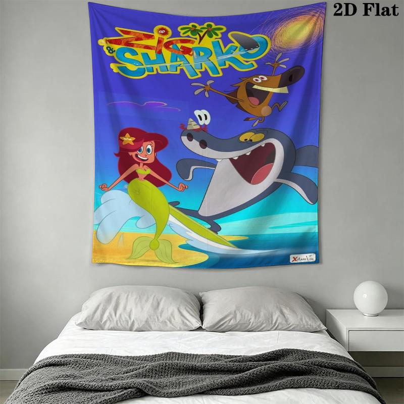 Zig&Sharko Wall Tapestry Aesthetic Wall Hanging Printed Fabric Blanket Decorative Tapestries for Bedroom Living Room Home Decor