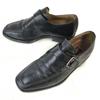 90s Italian GREENJAWS Leather Monk Strap Dress Shoes Black 39 24.5 Goodyear welt(USED)