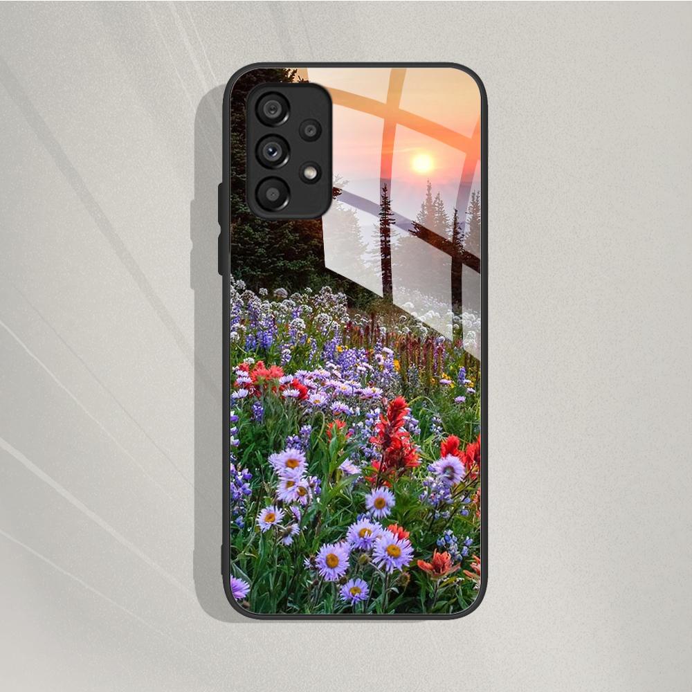 Чехол для Samsung Galaxy A72 Расписной Чехол-бампер из закаленного стекла для Samsung A72 A 72 5G A726B A725F Чехлы Силиконовый Бампер Coque