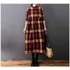 Women's Loose Spliced Cotton Linen Long Sleeved Dress