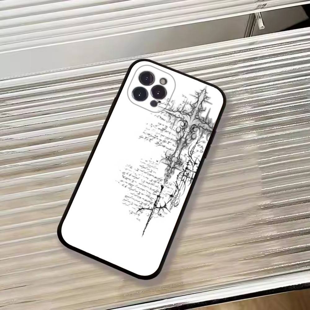 C-Cool Dark Catgothic C-Cross Чехол для телефона iPhone 17,16,15,14,13,12,11 Plus,Pro Max,XS, Мягкий черный чехол