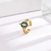 French Palace Style Emerald Open Titanium Steel Ring for Women, Versatile and Fashionable Index Finger Ring