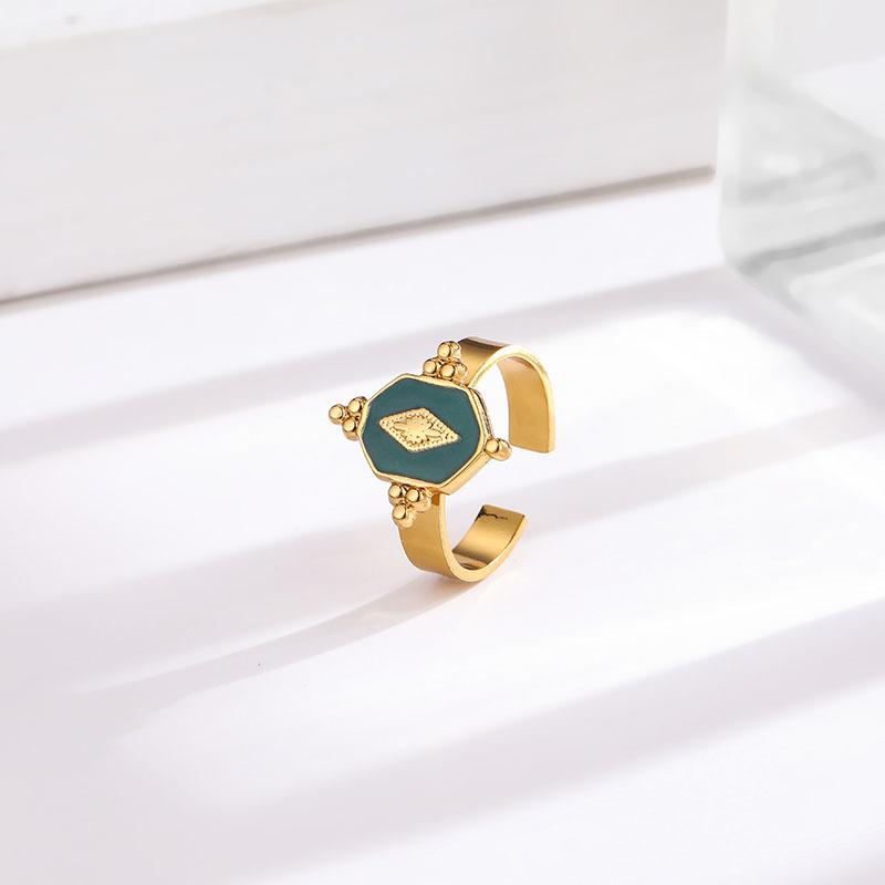 French Palace Style Emerald Open Titanium Steel Ring for Women, Versatile and Fashionable Index Finger Ring