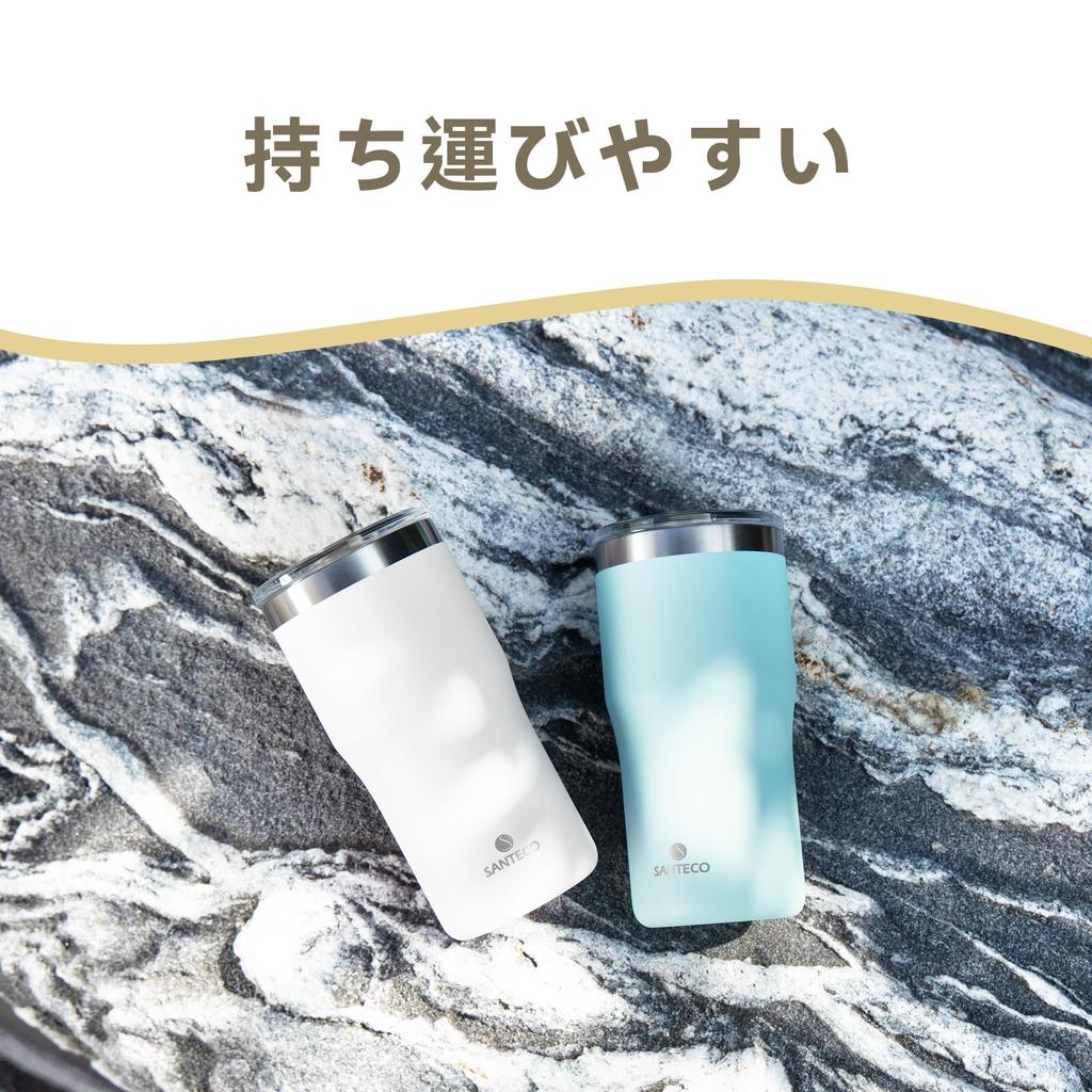 Стакан SANTECO TROSA вакуумный с широким горлом из нержавеющей стали BPA для питья, белая серия, изолированный, крышка, с изоляцией от холода и тепла, стильный, сталь 18/8,