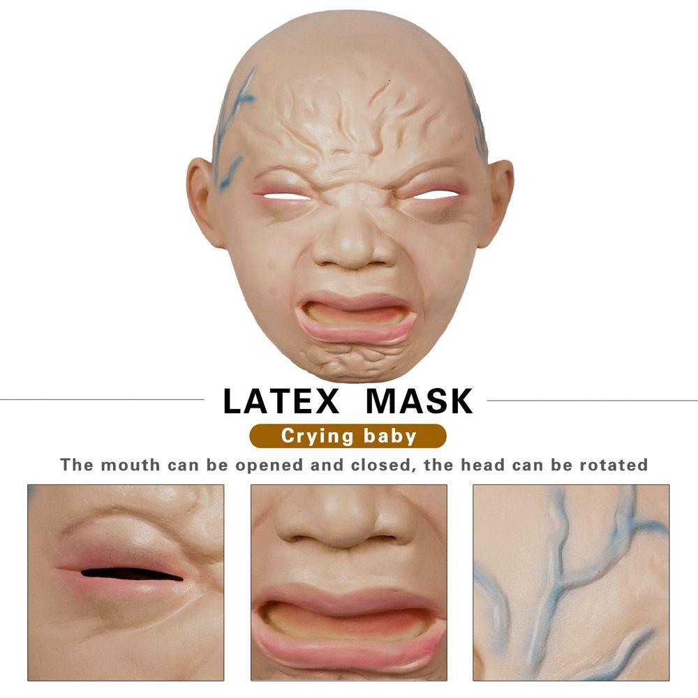 Хэллоуин Костюмы Реквизит Маска плачущего лица Маска плачущего ребенка Латексная маска На всю голову для взрослых