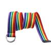 D-shaped Buckle Rainbow Canvas Belt Long Canvas Waist Belt Retro Men Belt  For Jeans