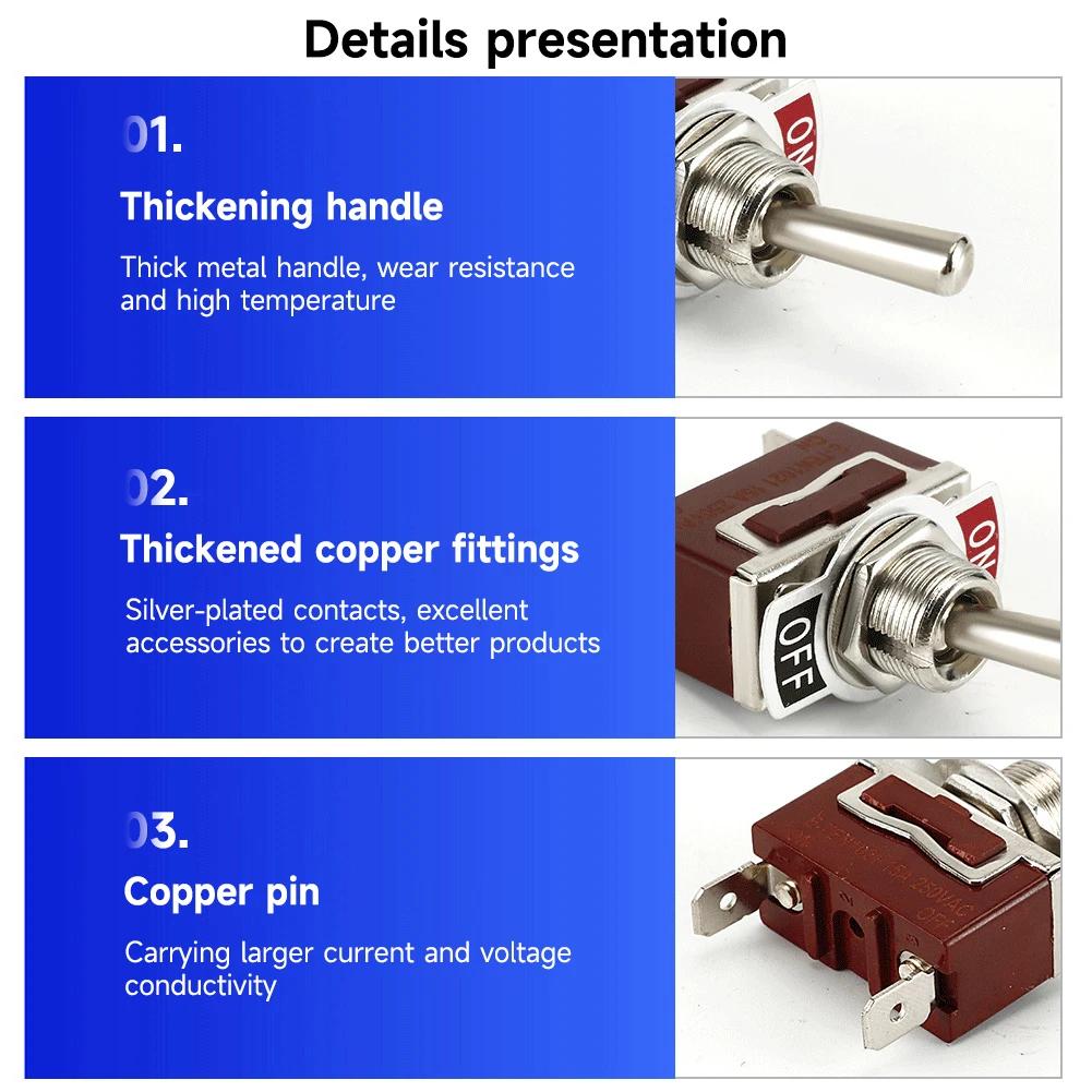 Тумблеры SPST ВКЛ/ВЫКЛ с клеммами DC12V-24V, 2 контакта, 2 положения, автомобильный тумблер-качалка с водонепроницаемым колпачком для лодки