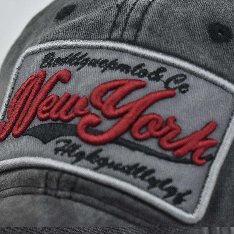 Хлопковая бейсболка New YORK с вышивкой крупными буквами, выстиранная и состаренная уличная солнцезащитная шляпа