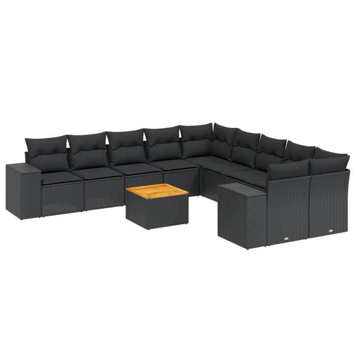 VidaXL Salon de Jardin avec Coussins 12 pcs, Canapés avec Pieds Réglables, Ensemble de Meubles d'Extérieur Patio Terrasse, 3224200