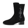 Модные полусапоги на среднем каблуке с флисовой подкладкой для женщин Зимние ботинки до середины икры со стразами Женские 2025 Новинка Y2k Косплей Новые Рок-ботинки