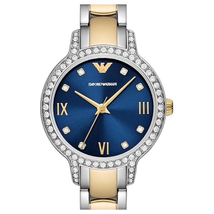 Emporio Armani Наручные часы Кварцевый механизм Стальной ремешок 32 мм Синий циферблат Женские часы AR11576