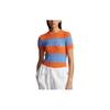 Polo SS24 Полосатый вязаный свитер с круглым вырезом и коротким рукавом, женский свитер, многоцветный WMPOSWENC020886-400