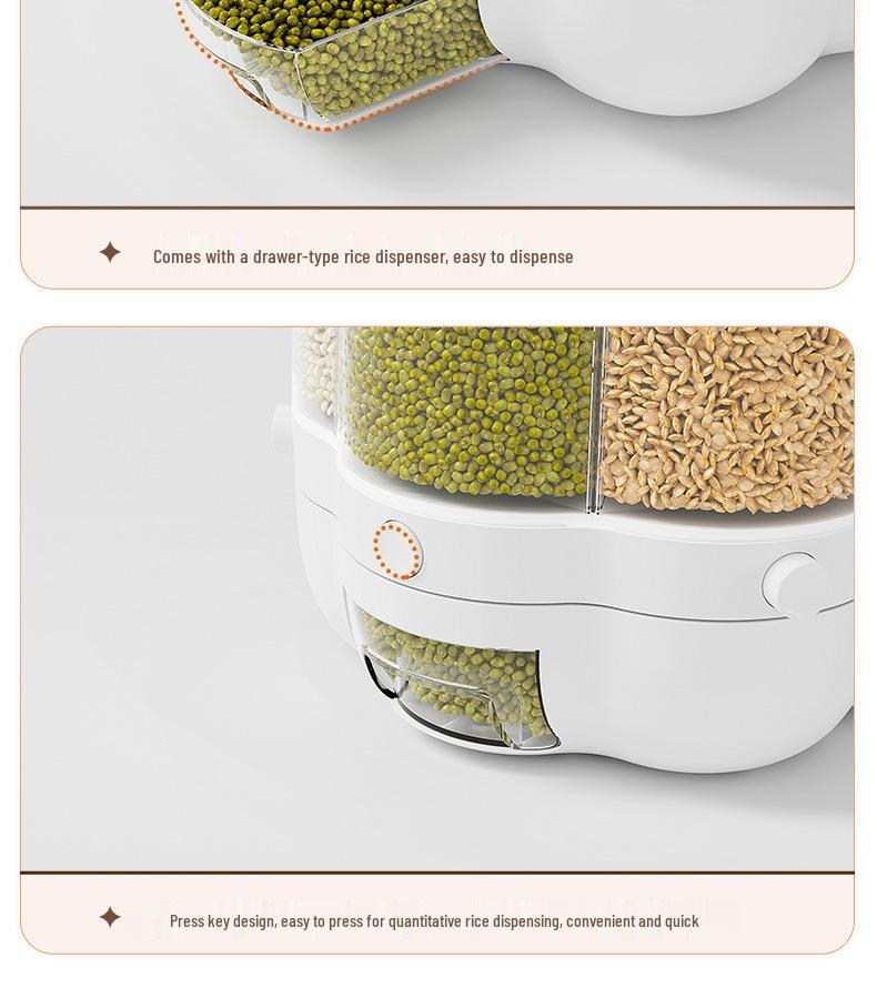 Контейнер для хранения риса большой вместимости с вращением - Защита от влаги и насекомых