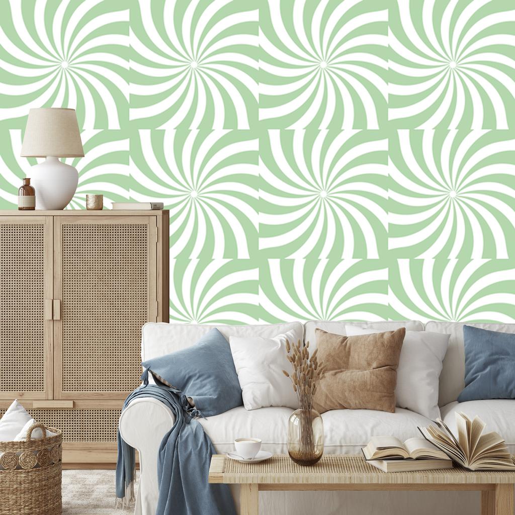 Hippie wallpaper background white and mint for living room and bedroom 50x1000