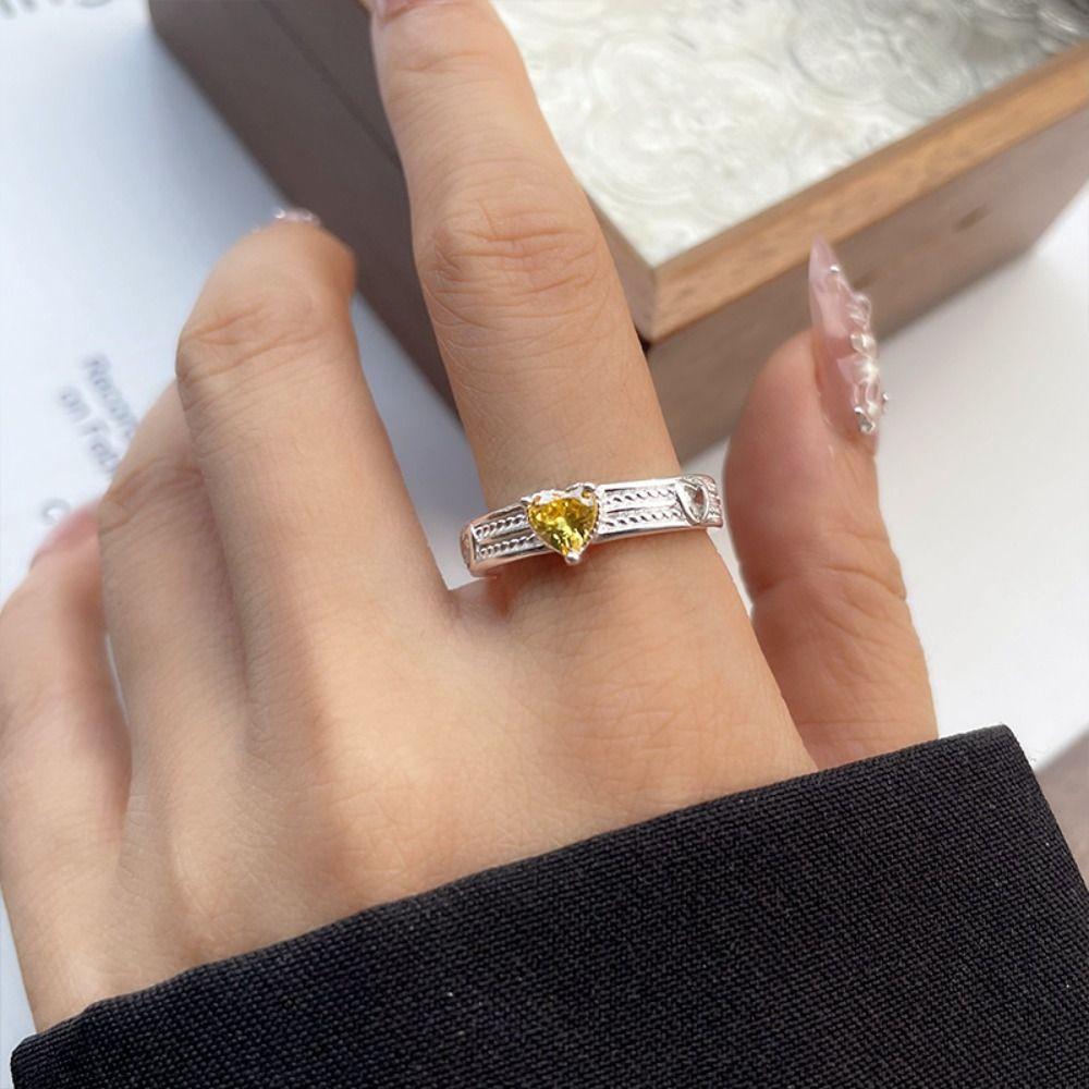 Simple Design Zircon Ring Minimalist Handmade Gemstone Ring Opal Ring  Party Jewelry