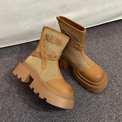 Ботильоны на плоской подошве на платформе, зимние женские модные массивные туфли, женская обувь 2024 года, готические дизайнерские туфли-лодочки, зимние новые ботинки Mujer
