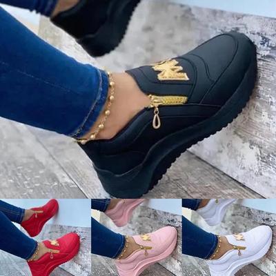 Женские кроссовки, женская спортивная обувь, на толстой подошве, на танкетке, женская повседневная обувь на молнии, женская обувь на платформе