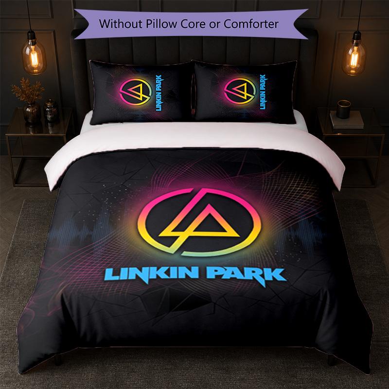 Linkin Park Print 3Pcs Bedding Set Duvet Cover With Two Pillowcases Soft Bed Linen For Household Bedroom