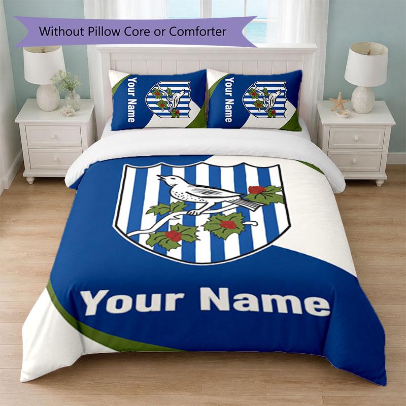 West Bromwich Albion FC Custom Name Text Bedding Set 1 Duvet Cover+2 Pillowcases Soccer Logo Personalized Gift For Special Occasion Bedroom Decor