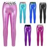 Child Girls Trousers Kids Metallic Shiny Leggings Pencil Skinny Pants for Athletic Dance Gymnastics Training Wear