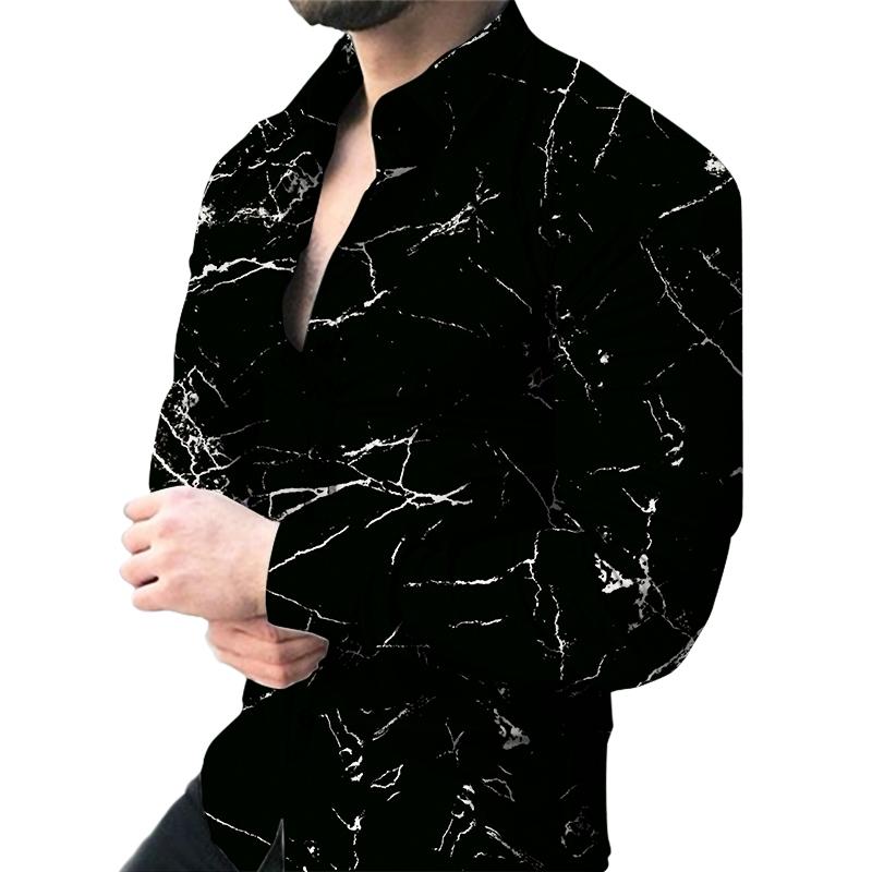 Черная мужская рубашка с 3D-принтом, спортивная рубашка с длинным рукавом