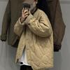 Vintage Loose Casual Cotton-padded Jacket Winter Light Round Neck Rhombus Top Women's Trend