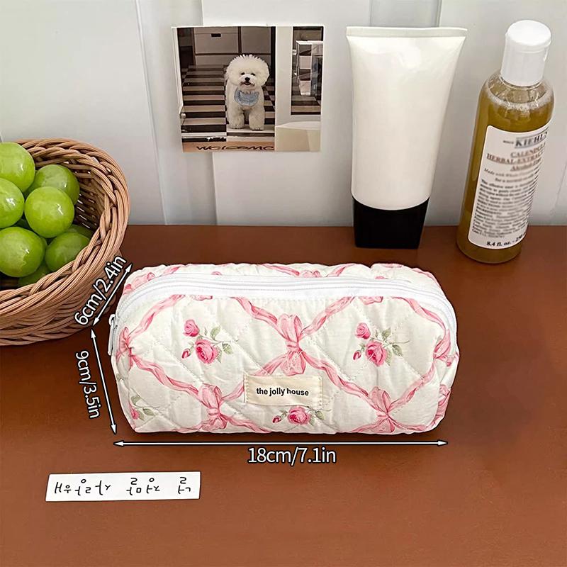 Косметички с цветочным принтом, дорожная косметичка для девочек, косметичка-органайзер, косметичка, стеганая сумка на молнии