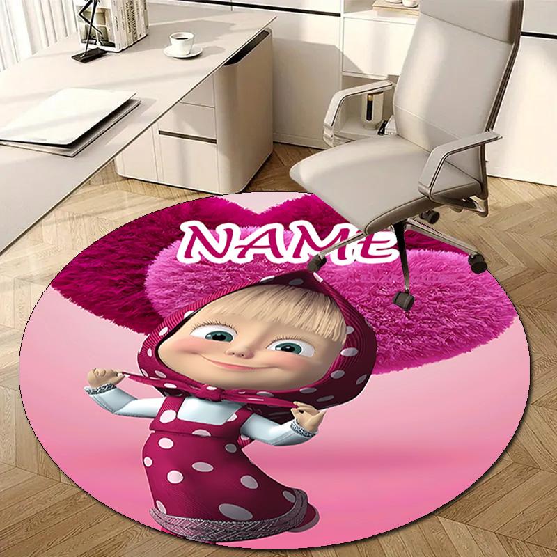 Personalized M-Masha and the Bear Round Chair Office Rug - Perfect for Mat, Office Chair & More - Ideal Gift for Birthdays and Holidays