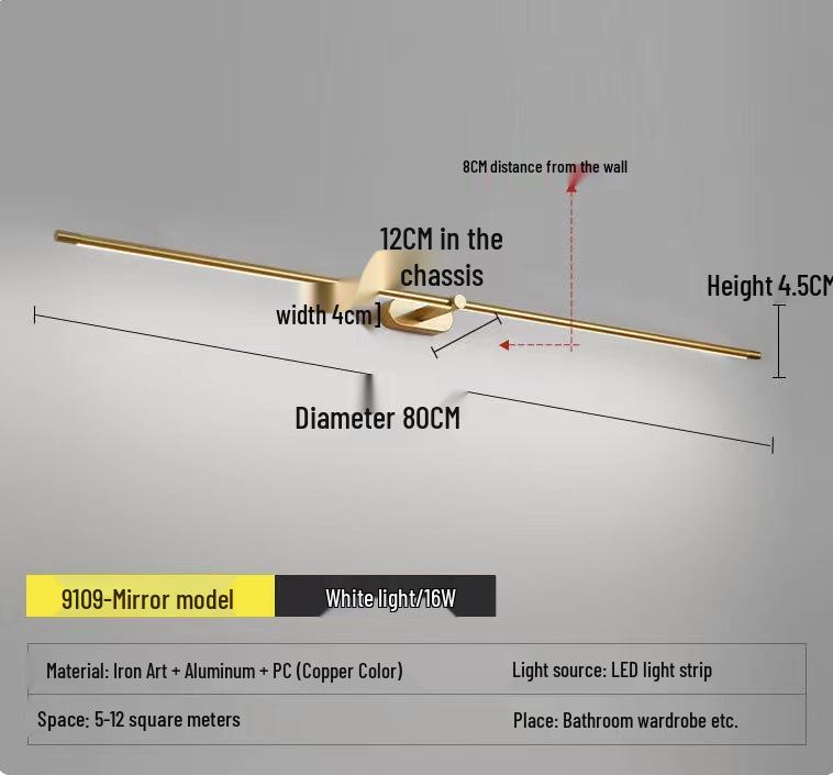 Скандинавский светодиодный светильник для туалетного зеркала для ванной и макияжа