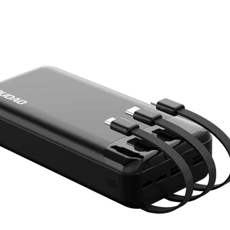 Dudao Capacious Powerbank With 3 Built-In Cables 20000Mah Usb Type C + Micro Usb + Lightning Black (Dudao K6Pro+)